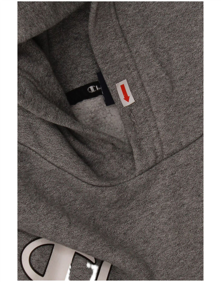 Maglione con cappuccio grafico da uomo CHAMPION in cotone grigio medio