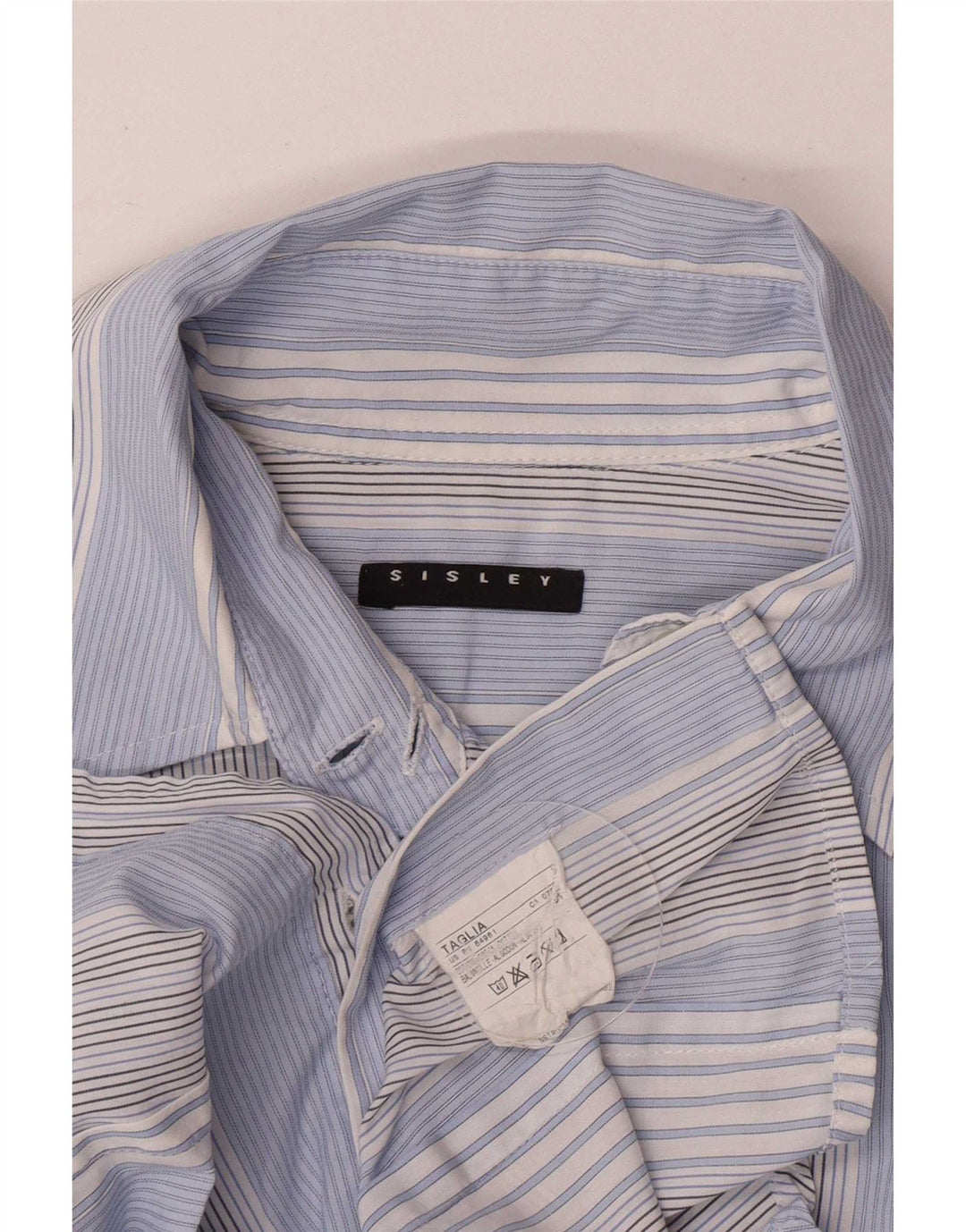 Camicia da donna Sisley UK 10 piccola in cotone a righe blu
