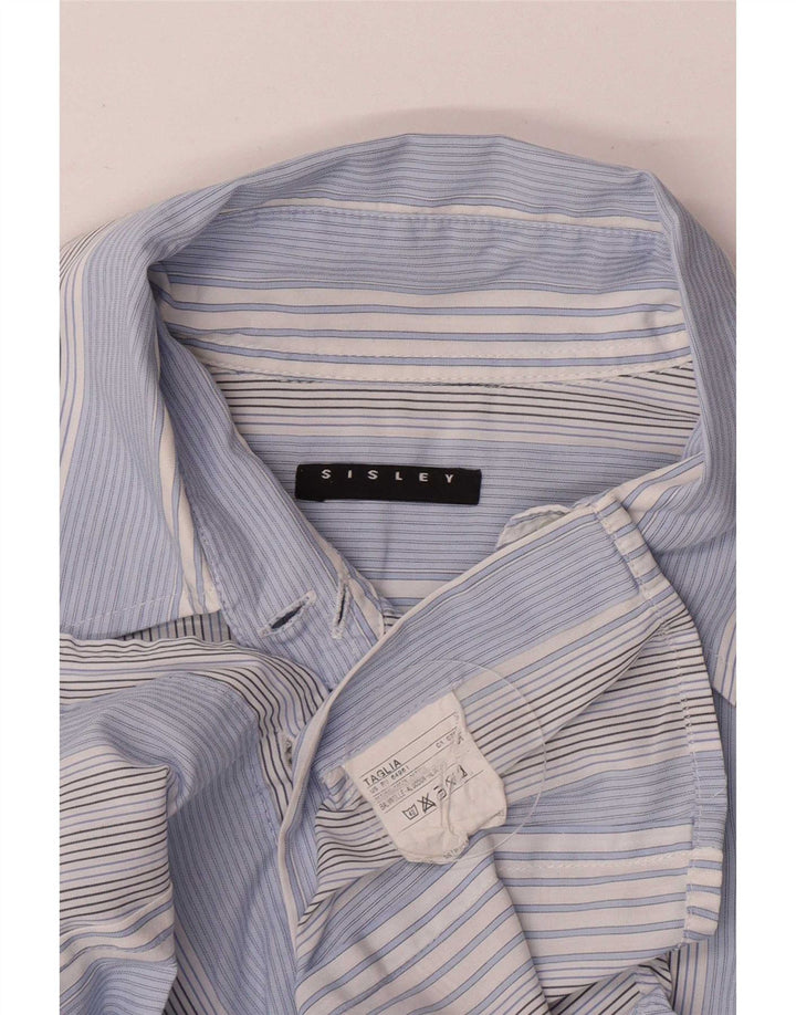 Camicia da donna Sisley UK 10 piccola in cotone a righe blu