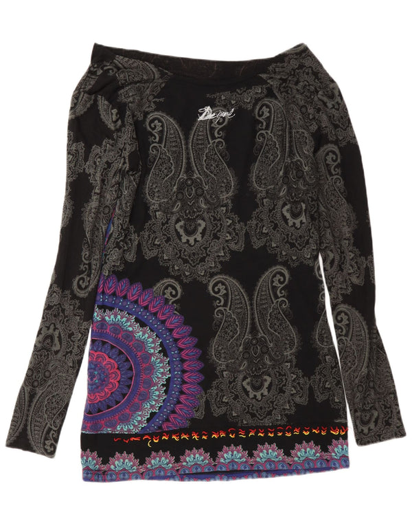Desigual Donna Lash Graphic Top Manica Lunga UK 12 Medio Multicolore