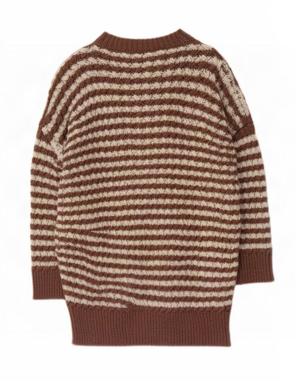 Maglione Zara da donna con scollo a barchetta lungo, UK 10, piccolo, a righe marroni