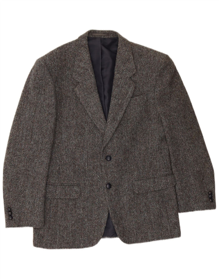 Giacca da uomo Bhs Harris Tweed Blazer UK 38 Lana nuova chiazzata grigio medio
