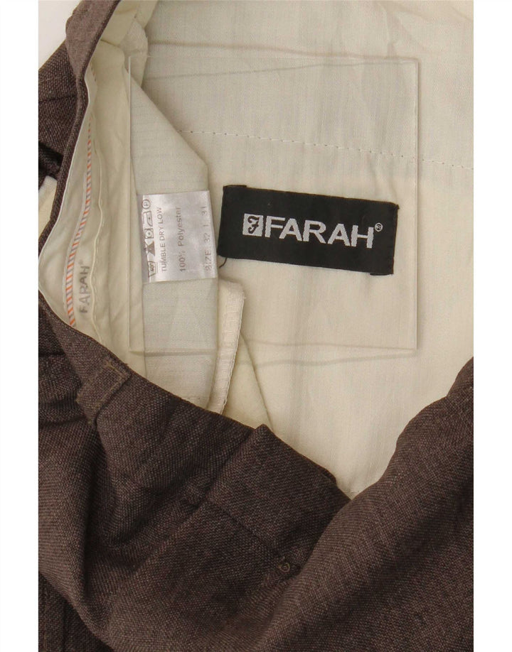 Pantaloni casual dritti da uomo Farah W32 L31 poliestere marrone