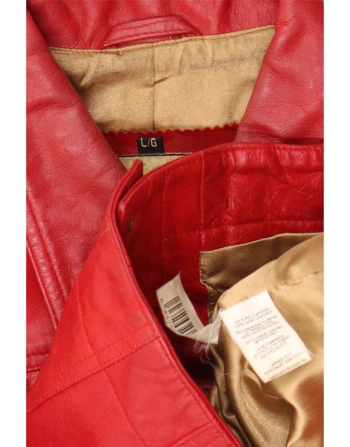 Giacca in pelle da donna Stradivarius UK 14 grande in pelle rossa