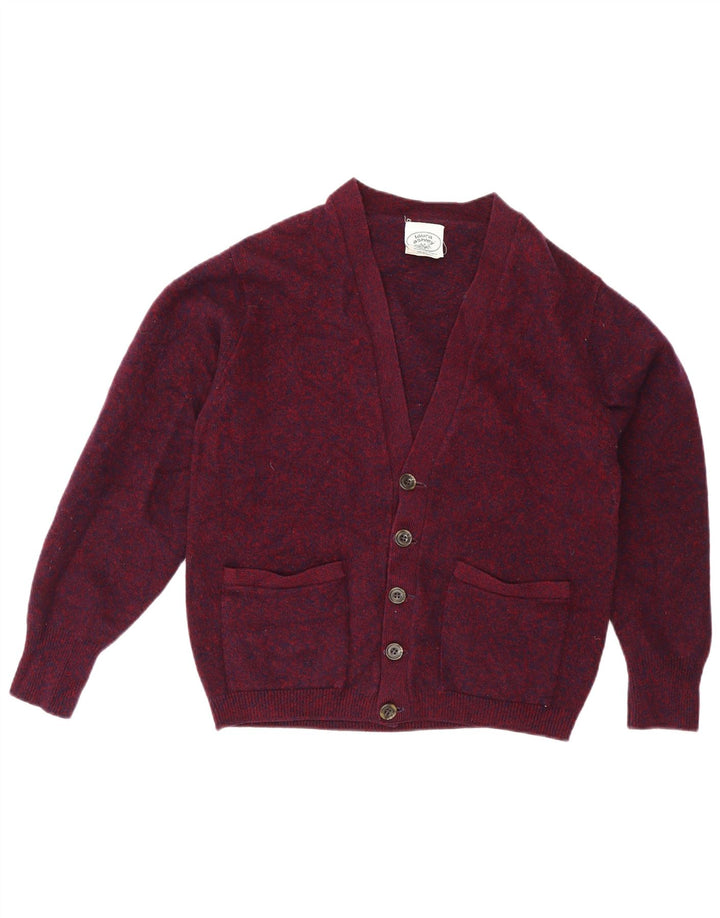 Maglione cardigan da uomo Laura Ashley piccolo in lana screziata bordeaux