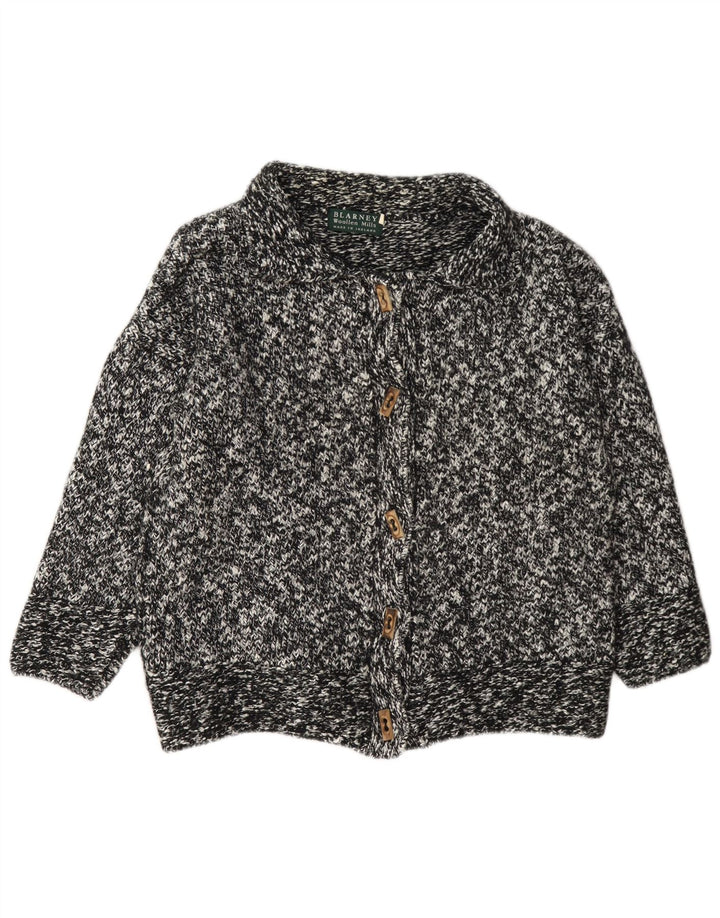 Maglione cardigan da donna Blarney UK 14 Lana grande nera screziata