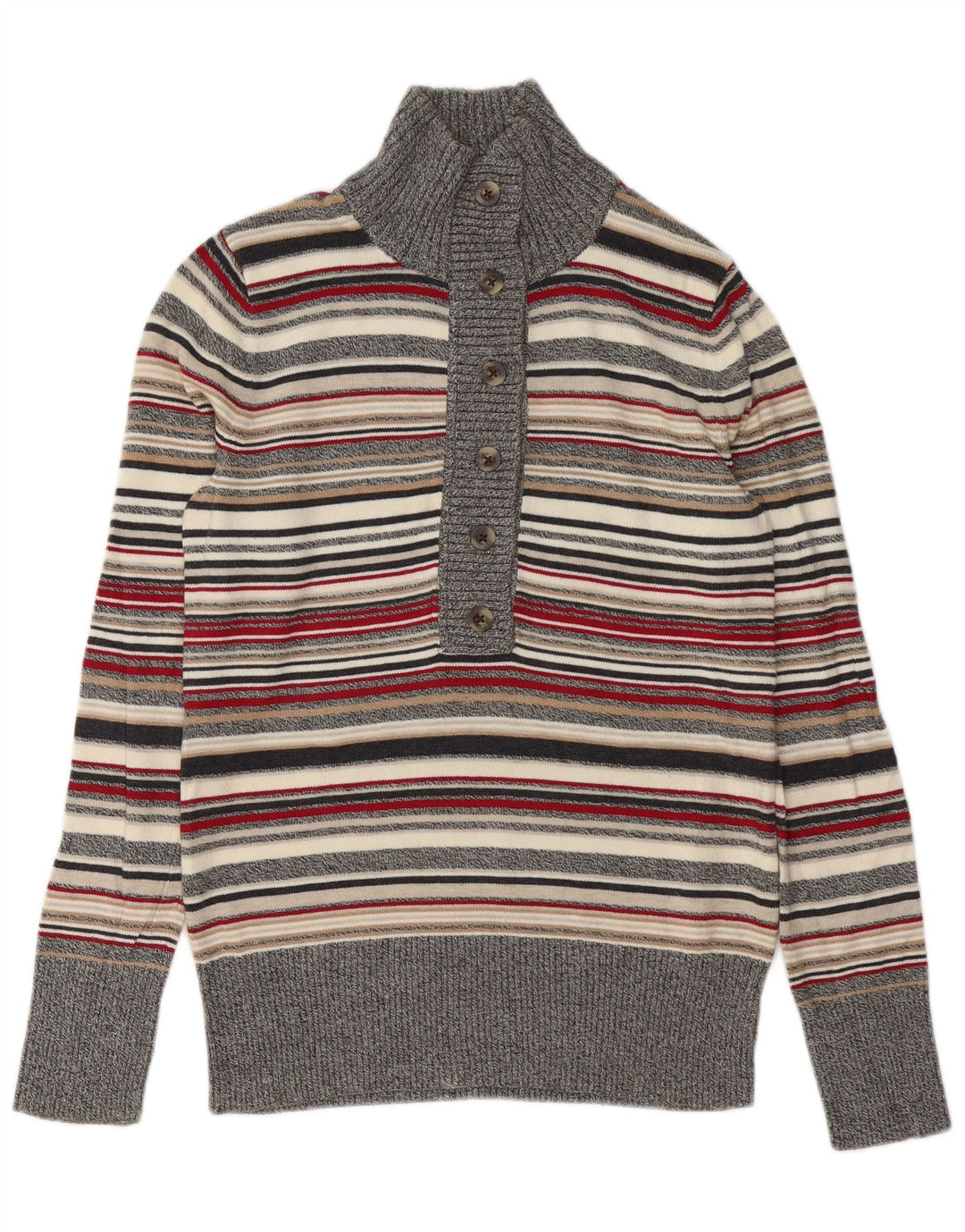 Maglione da donna Eddie Bauer con collo a bottoni UK 14 medio multicolore