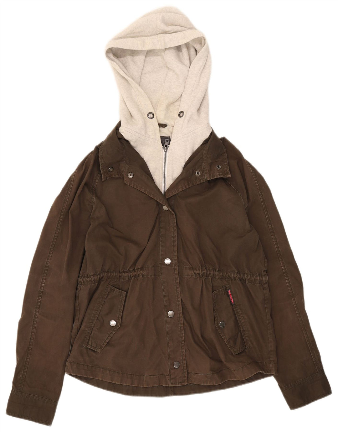 Giubbotto bomber con cappuccio da donna Superdry UK 14 cotone color block color kaki medio