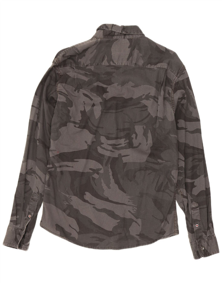 Camicia da uomo Wrangler in cotone mimetico grigio medio