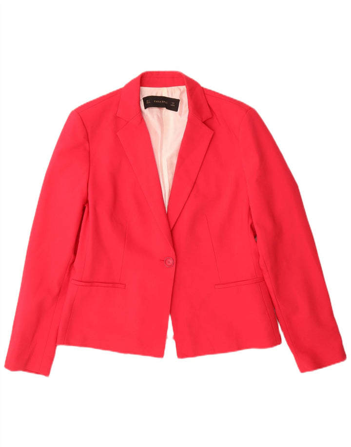 Giacca blazer a 1 bottone da donna Zara UK 14 grande poliestere rosa