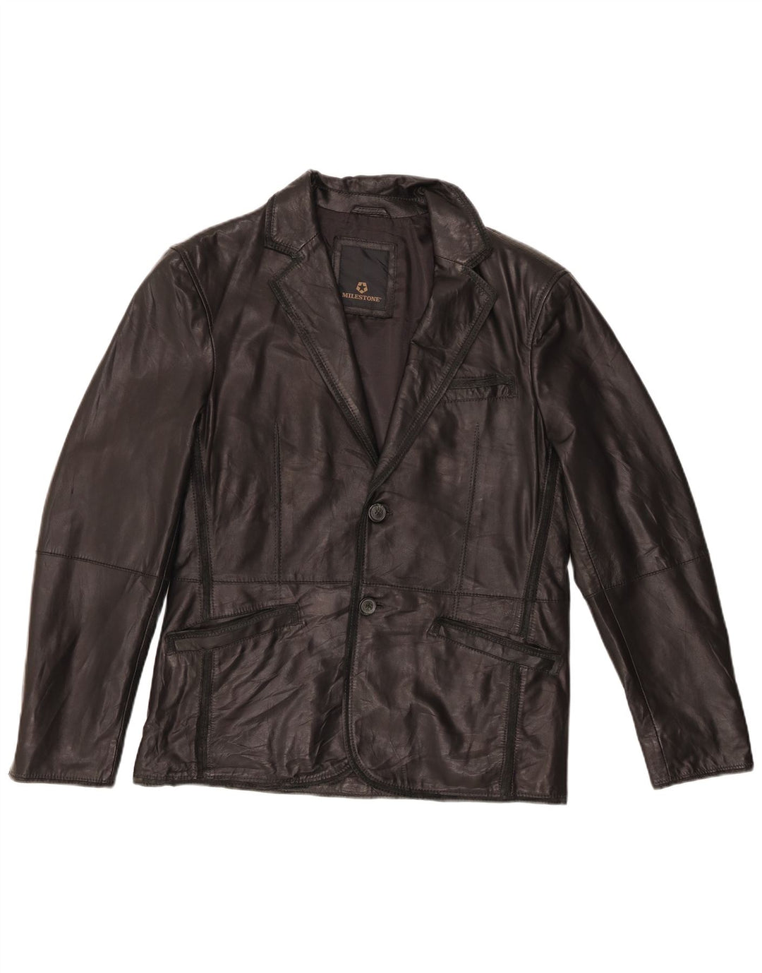 Giacca in pelle da uomo Milestone IT 48 pelle nera media