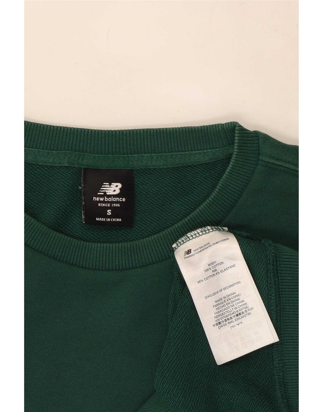 New Balance Uomo Felpa Maglione Piccolo Cotone Verde