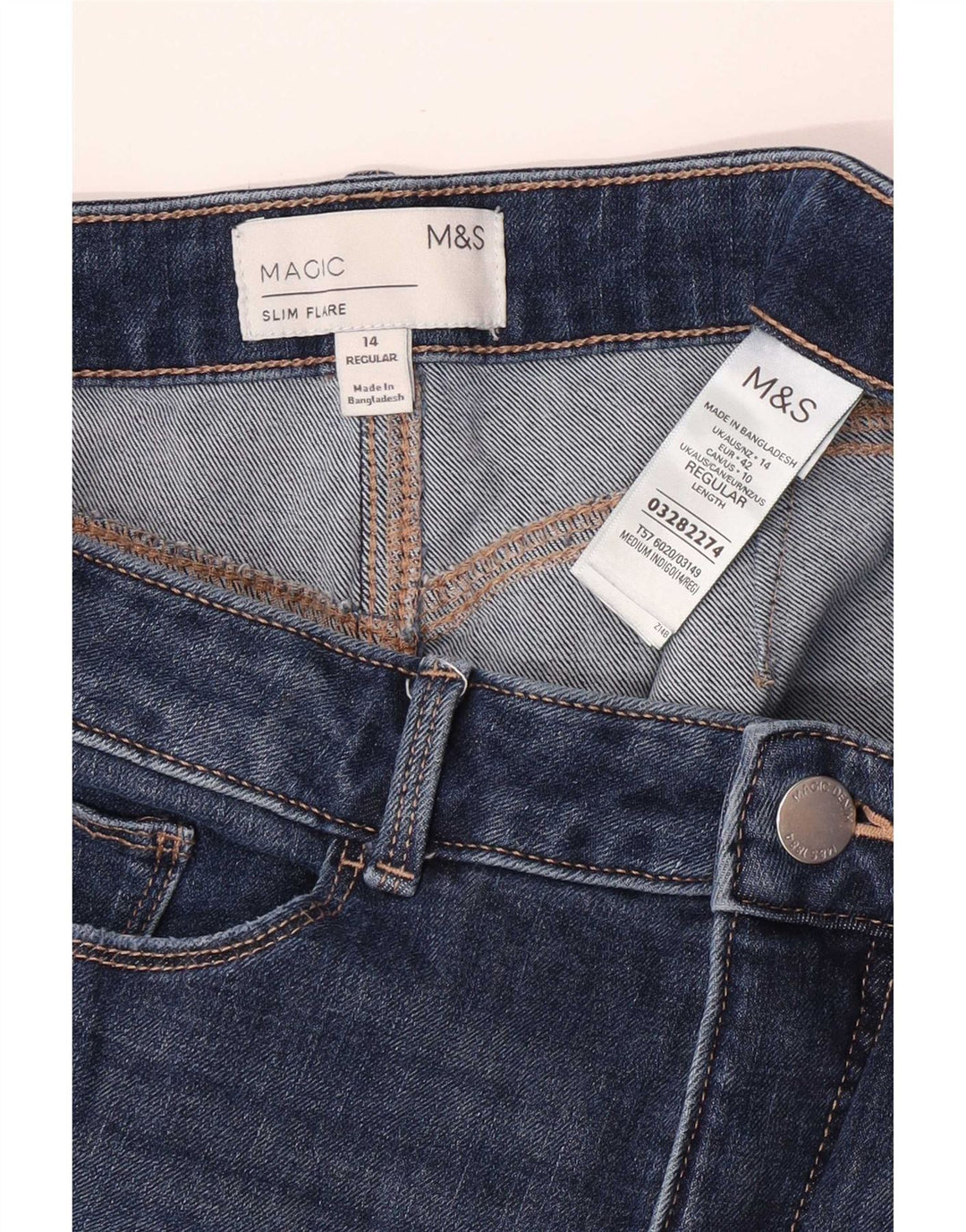 Jeans svasati Magic Slim da donna Marks & Spencer UK 14 Large W30 L30 Blu