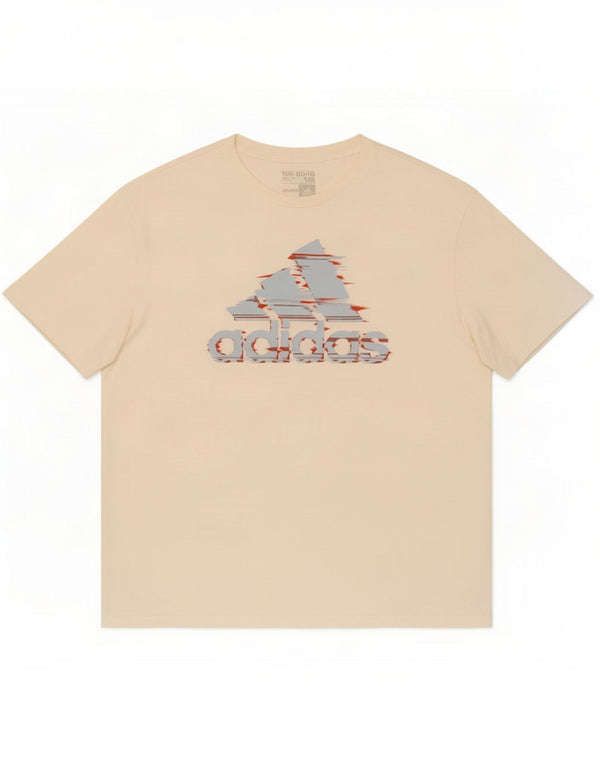T-shirt grafica da uomo Adidas Top 2XL in cotone bianco sporco