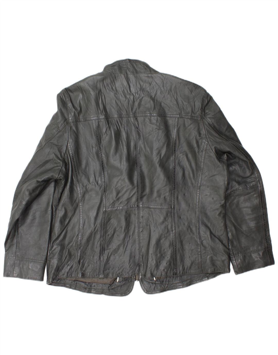 VINTAGE Womens Leather Jacket IT 52 2XL Black Leather