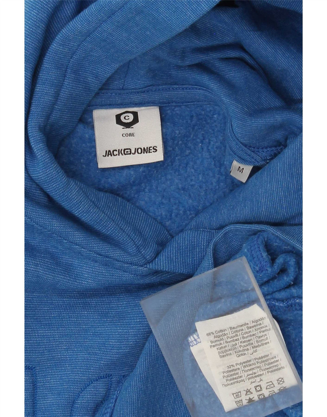 Maglione con cappuccio grafico da uomo Jack & Jones in cotone blu medio
