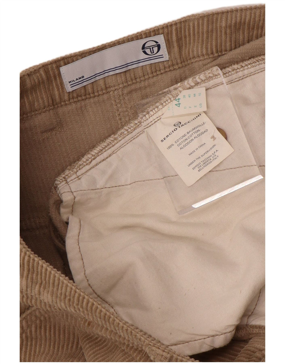 Gonna da donna in velluto a coste Sergio Tacchini IT 44 media W34 cotone beige