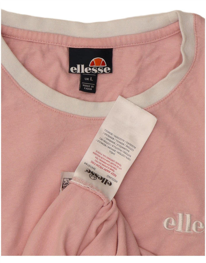 T-shirt da uomo Ellesse Top Large in cotone color block rosa