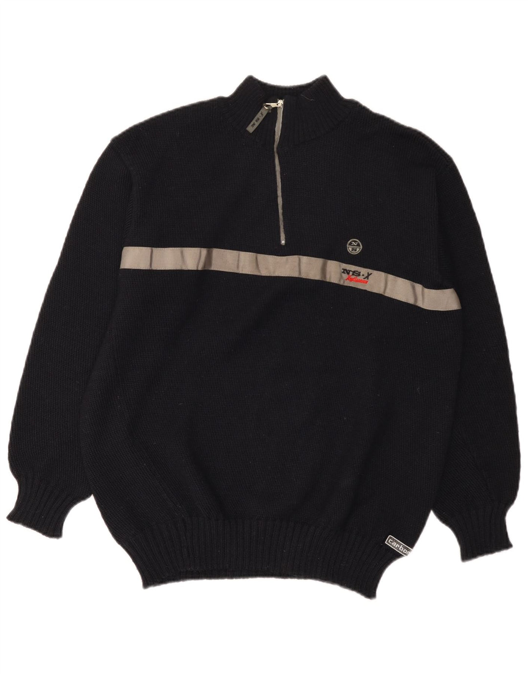 Maglione da uomo North Sails con zip e collo in lana color block medio blu navy