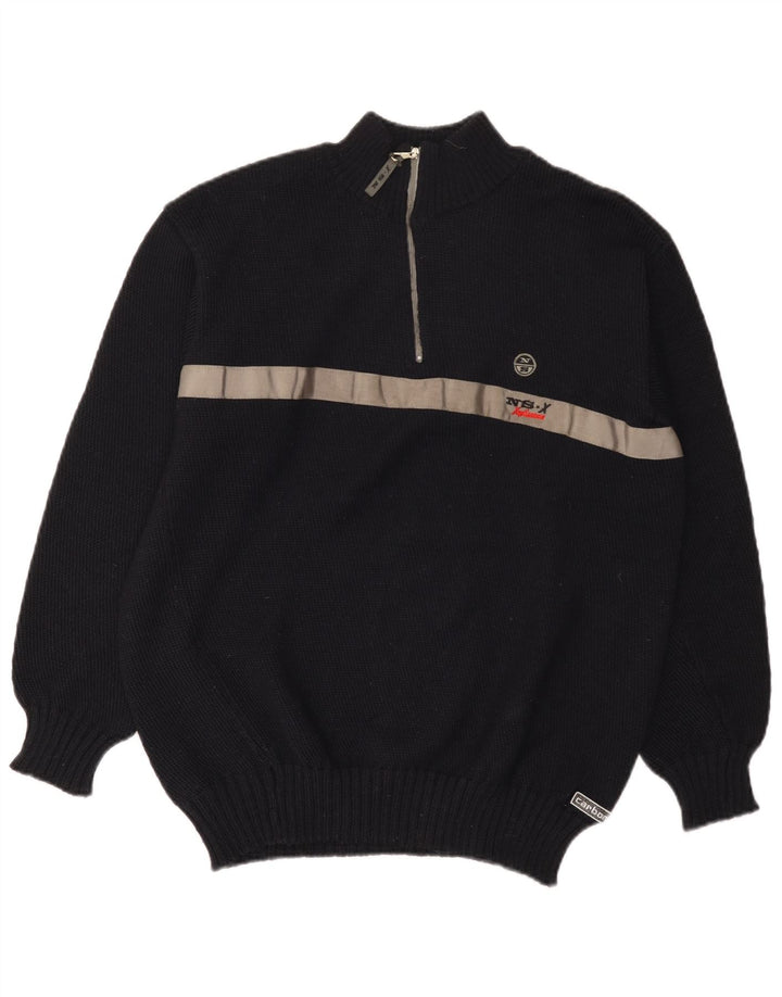 Maglione da uomo North Sails con zip e collo in lana color block medio blu navy