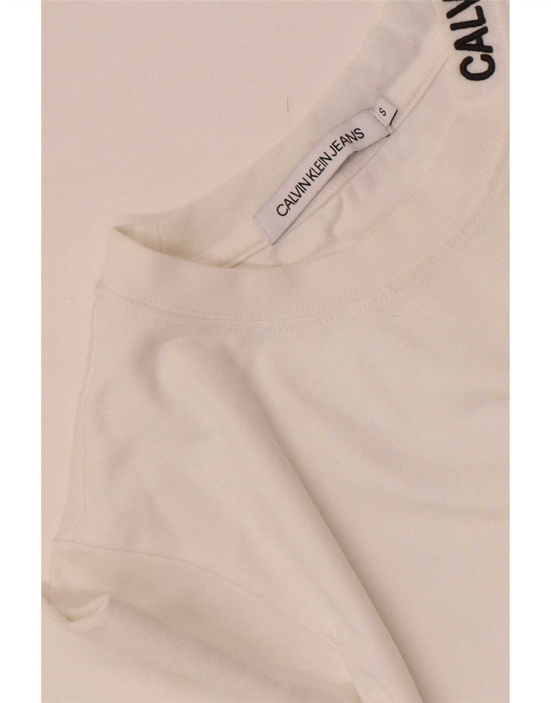 Top a maniche lunghe da donna Calvin Klein Jeans UK 10 piccolo bianco
