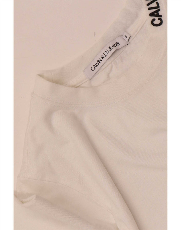 Top a maniche lunghe da donna Calvin Klein Jeans UK 10 piccolo bianco
