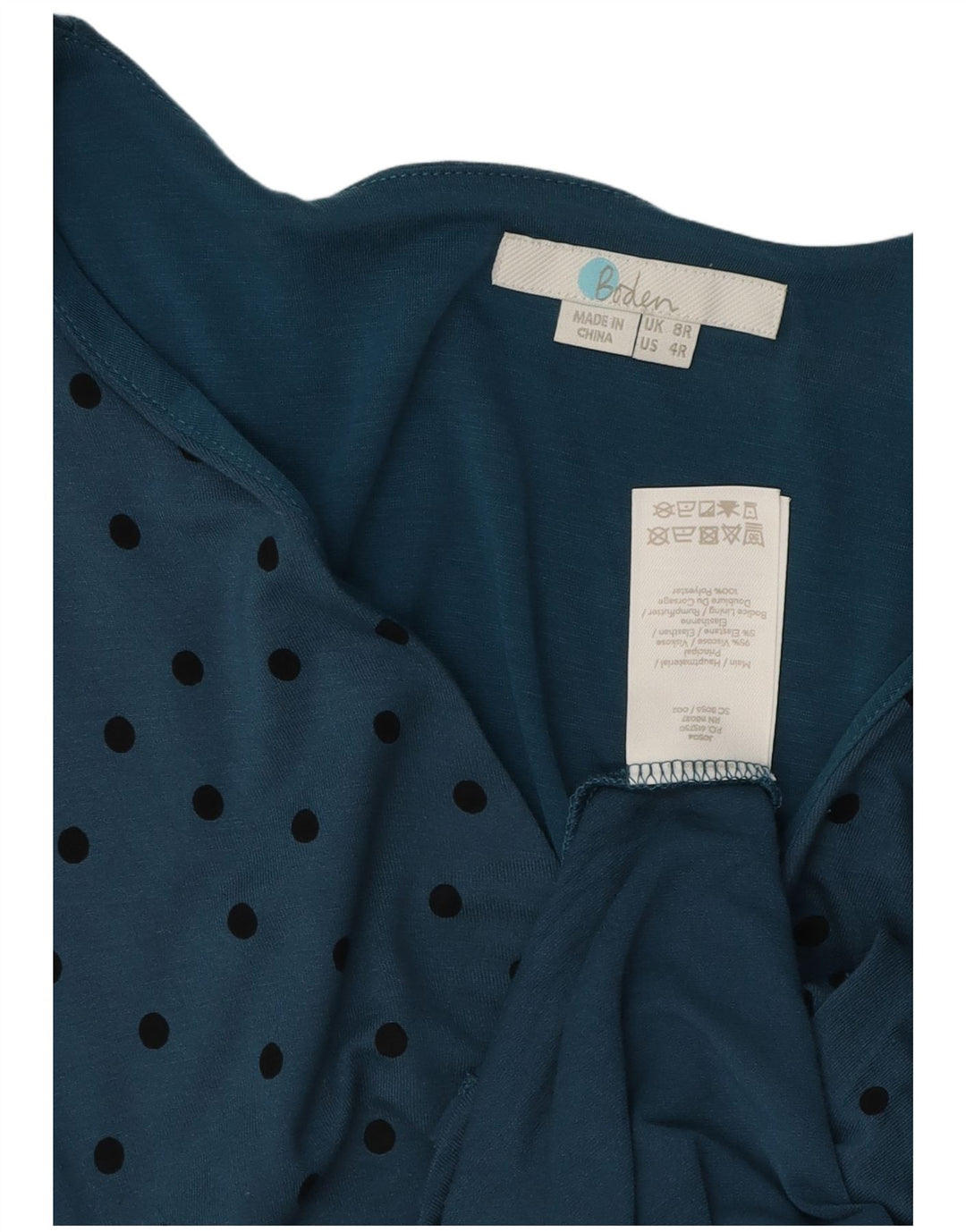 BODEN Abito lungo da donna a maniche lunghe UK 8 Piccolo viscosa blu a pois