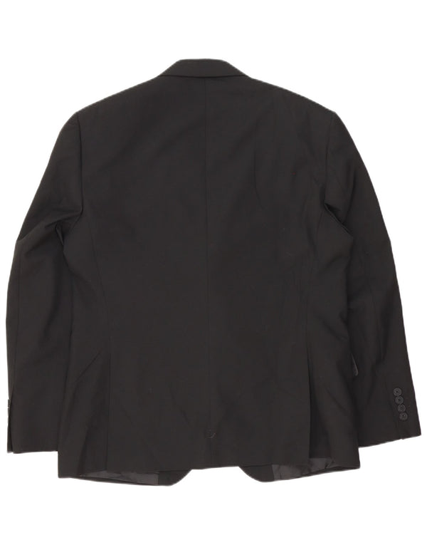 Giacca blazer corta da uomo Marks & Spencer a 2 bottoni UK 40 media nera