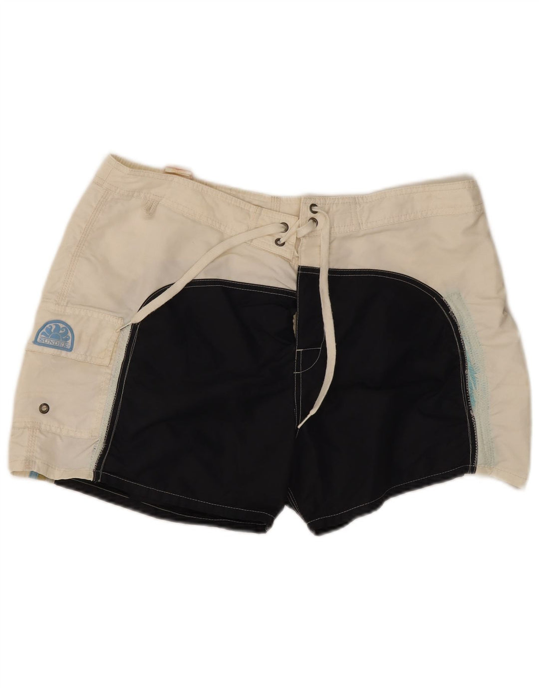Pantaloncini da bagno da uomo Sundek grandi in nylon color block bianco