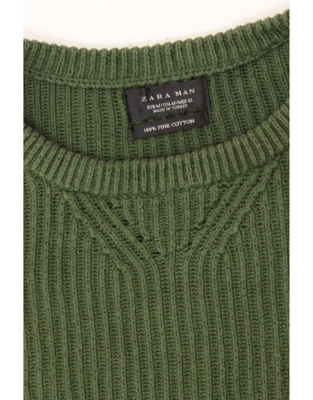 Maglione maglione girocollo da uomo Zara in cotone verde medio