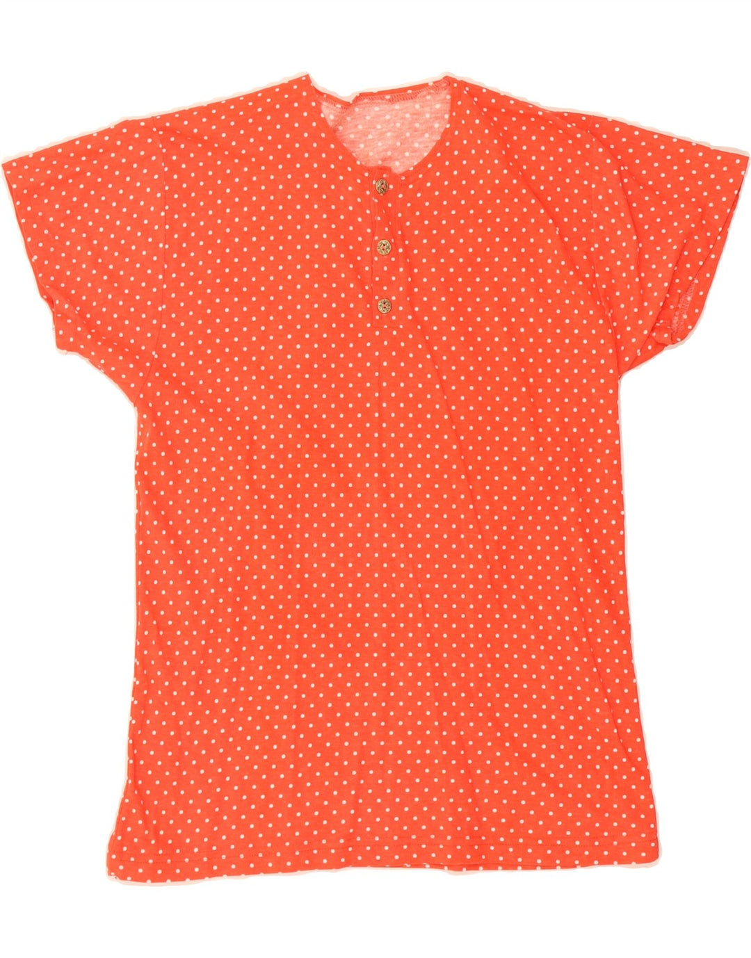 VINTAGE Womens T-Shirt Top UK 14 Medium Orange Polka Dot Vintage Vintage and Second-Hand Vintage from Messina Hembry 