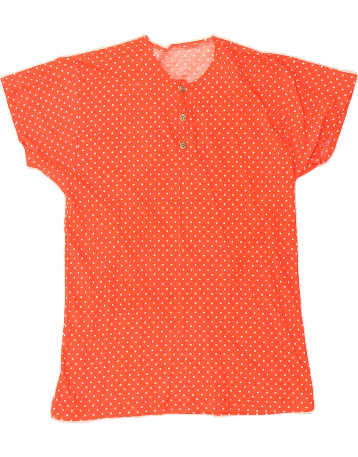 VINTAGE Womens T-Shirt Top UK 14 Medium Orange Polka Dot Vintage Vintage and Second-Hand Vintage from Messina Hembry 