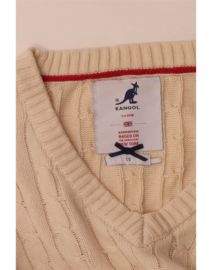 Maglione Kangol da donna con scollo a V UK 10 piccolo Beige