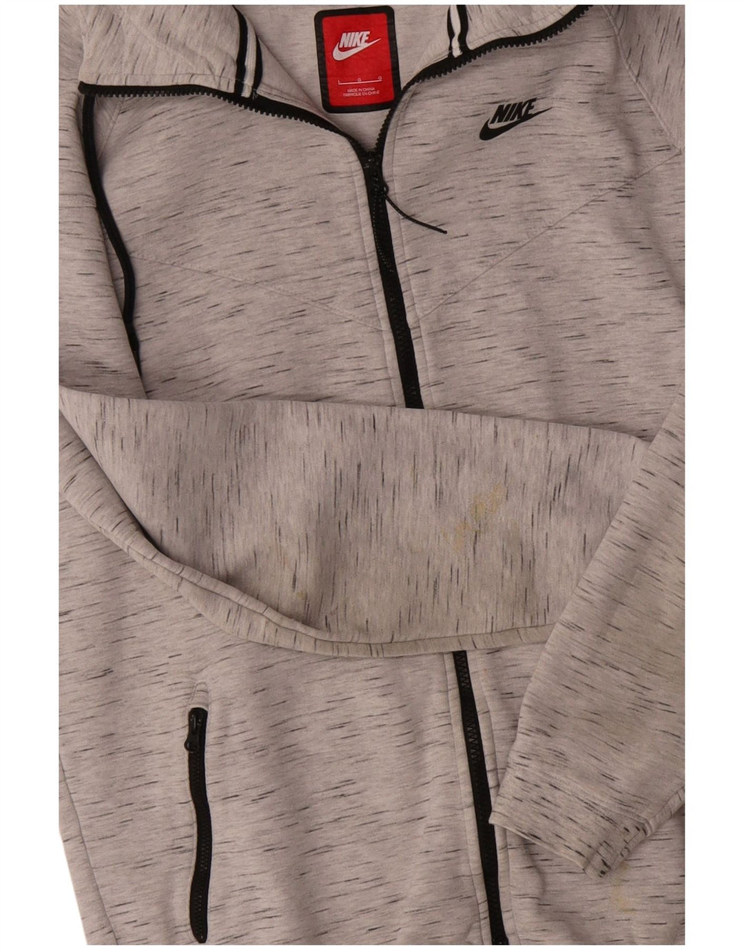 Felpa con cappuccio e zip Nike da uomo, grande, in cotone chiazzato grigio