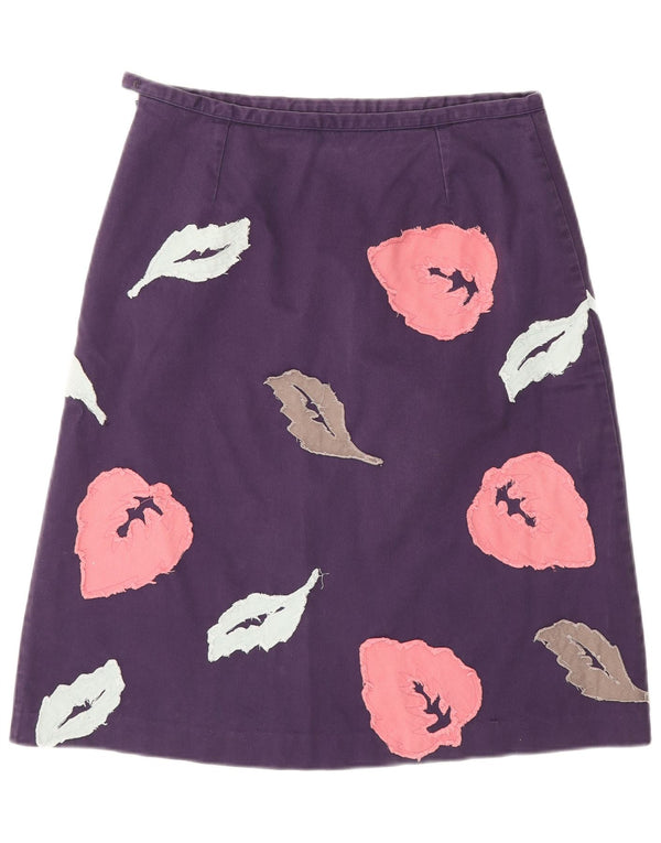 Gonna a trapezio da donna Boden UK 12 media W28 cotone floreale viola