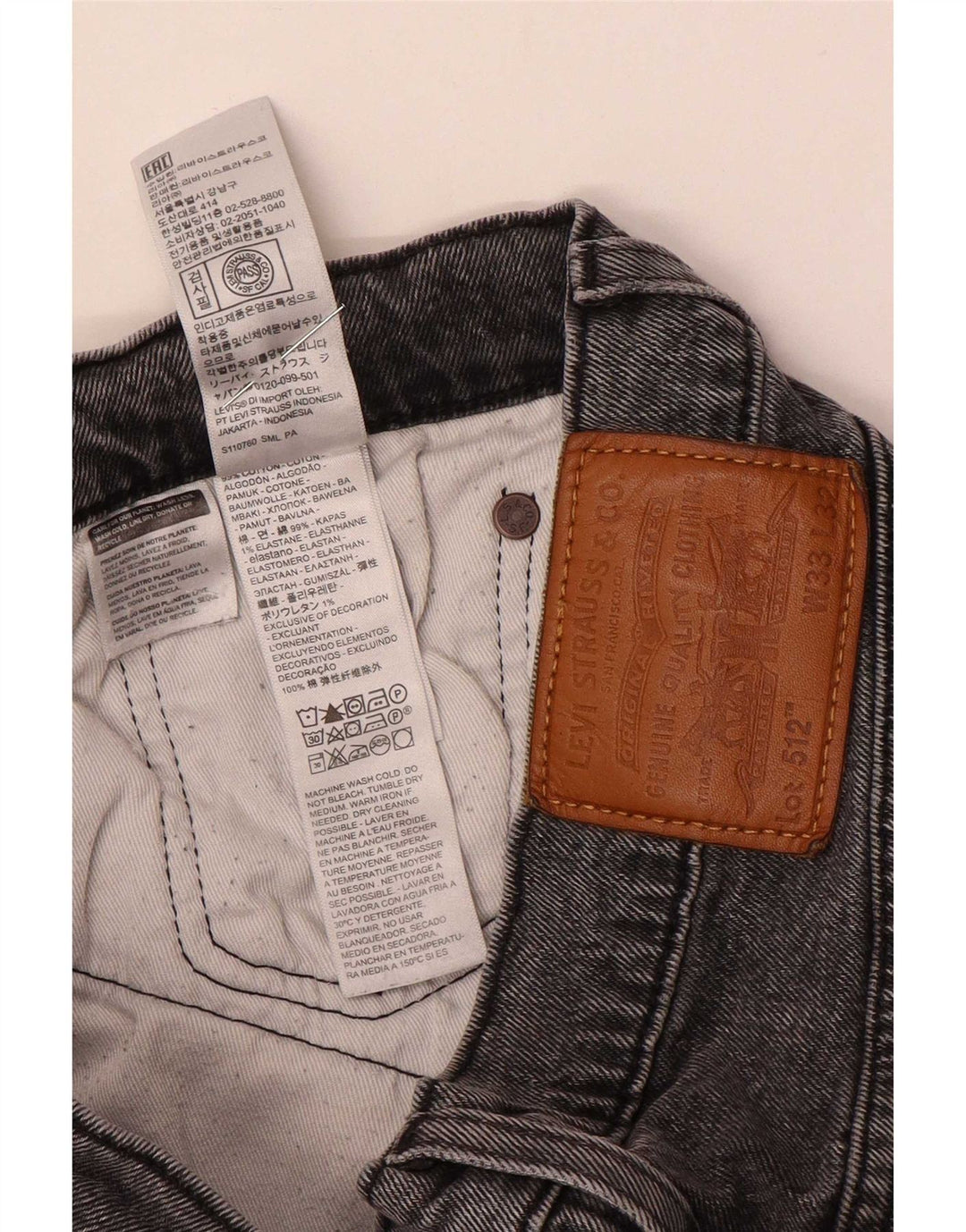 Jeans Levi's da uomo slim affusolati W33 L32 cotone grigio