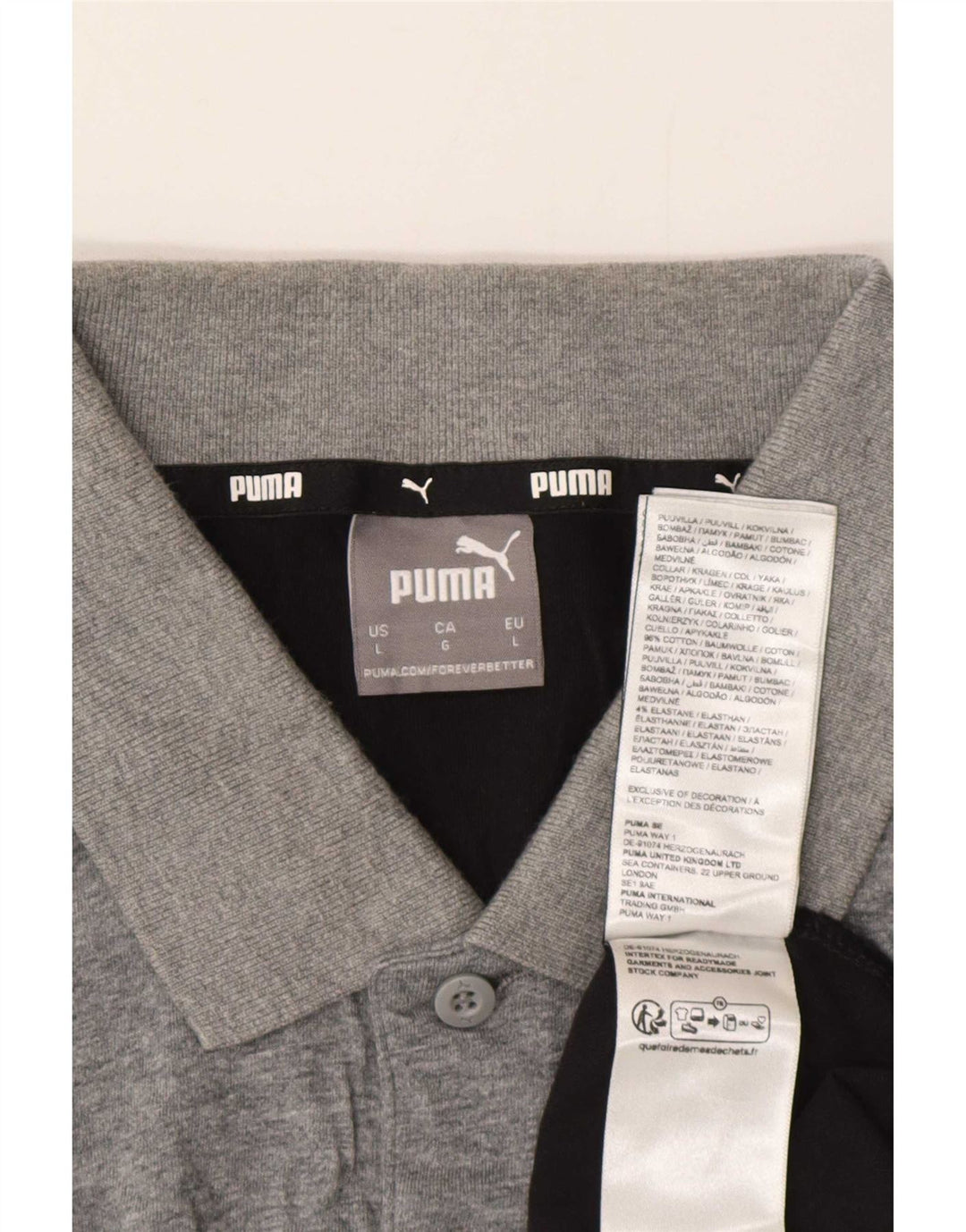 Polo Puma da uomo grande in cotone color block grigio