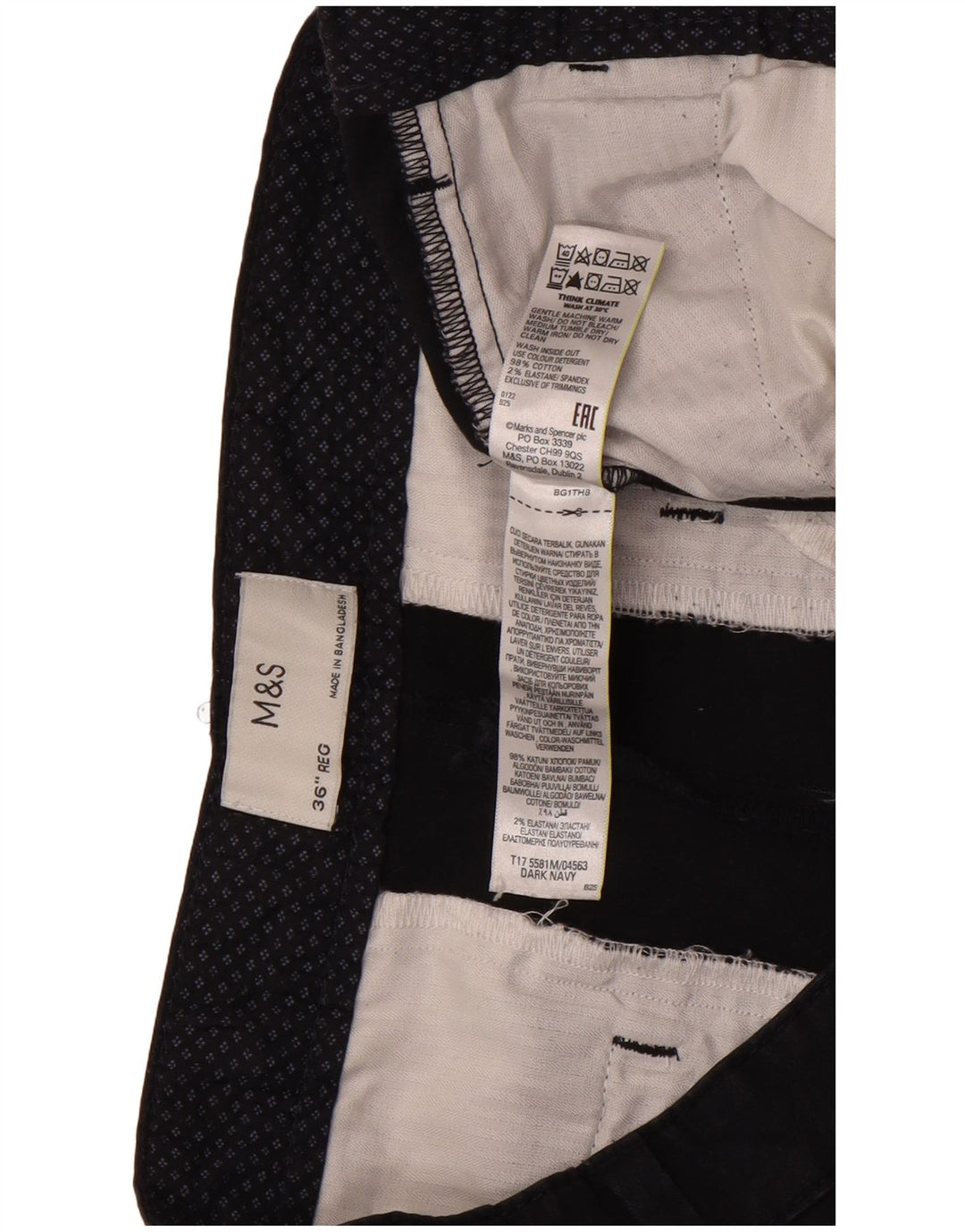 Pantaloncini chino da uomo Marks & Spencer W36 grandi in cotone blu navy