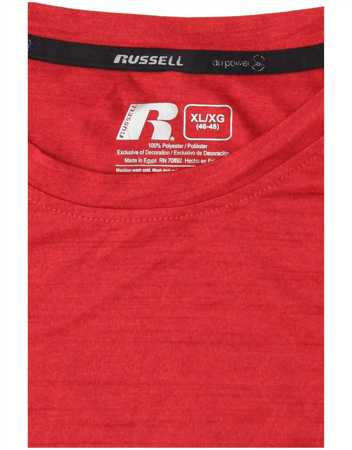 RUSSELL ATHLETIC Maglietta da uomo Dri-Power UK 46/48 XL Rosso chiazzato