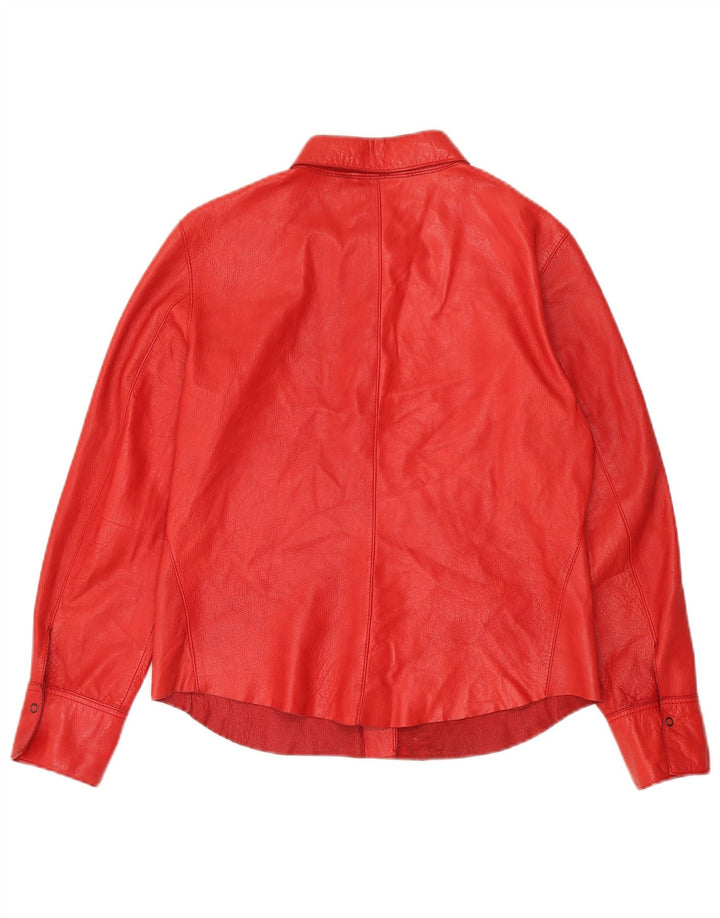 Camicia in pelle da donna Strenesse UK 12 Pelle di agnello rossa media