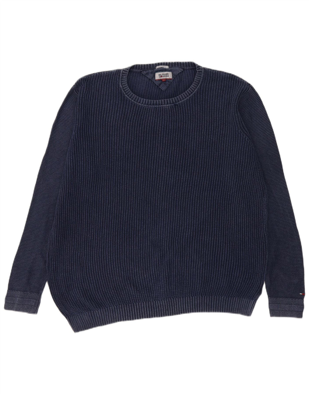 TOMMY HILFIGER Maglione maglione girocollo da uomo XL cotone blu navy