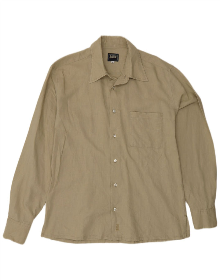 Camicia da uomo Rifle grande in lino beige