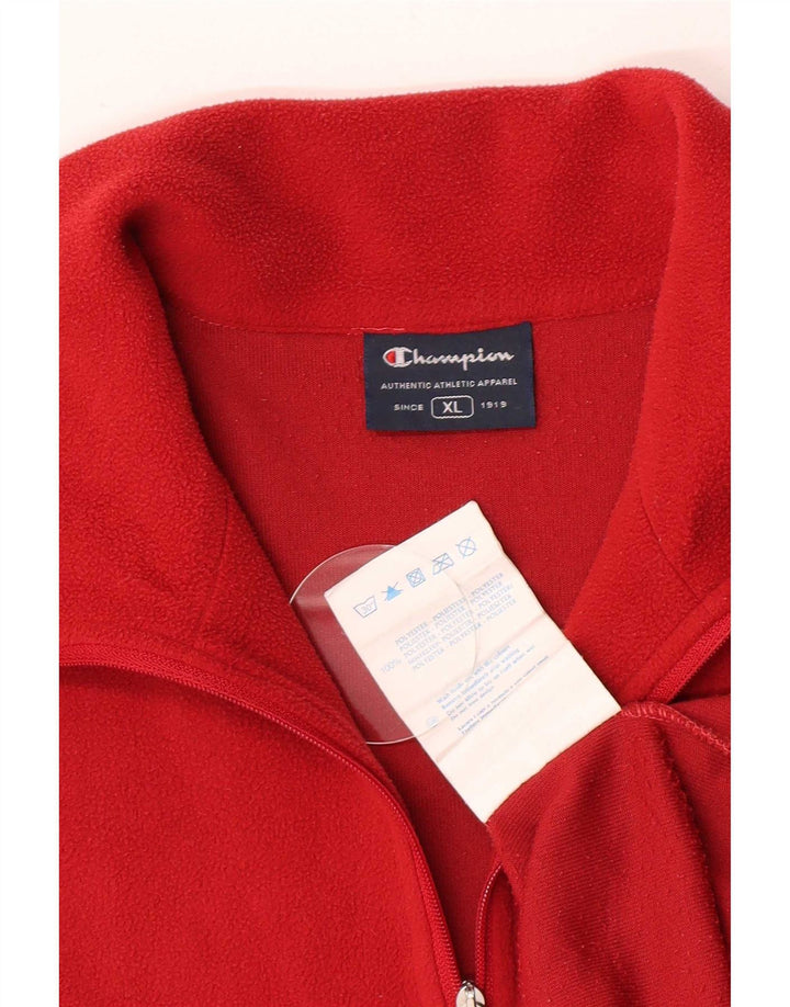 Maglione in pile da uomo con zip e collo Champion XL rosso poliestere