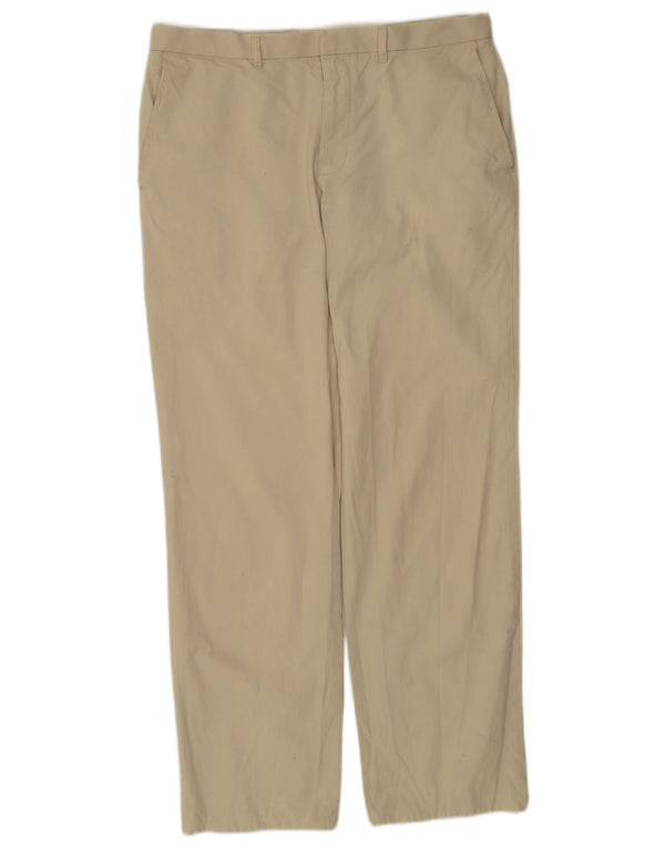 Pantaloni chino dritti autografi da uomo Marks & Spencer W34 L31 cotone beige