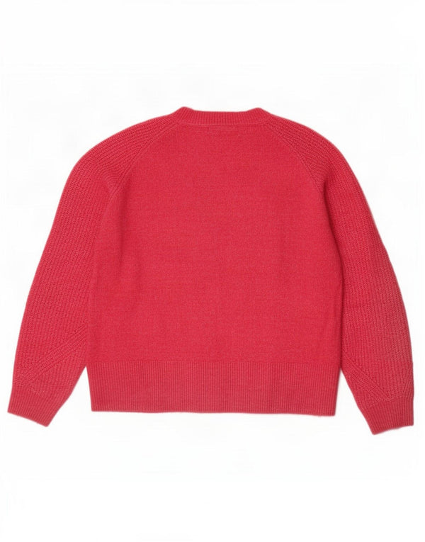 Maglione maglione girocollo da donna Marks & Spencer UK 14 grande acrilico rosa
