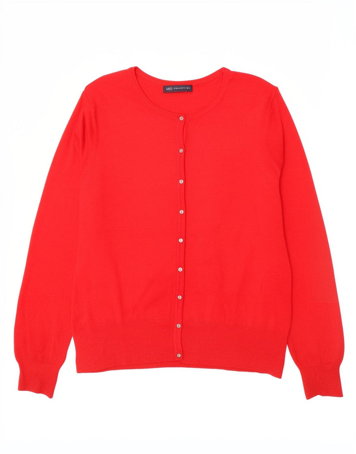 Maglione cardigan da donna Marks & Spencer UK 14 rosso medio