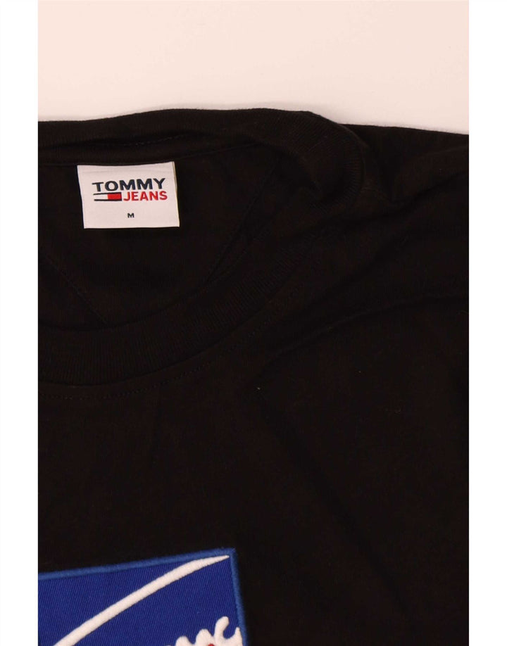 Tommy Hilfiger Maglietta grafica da uomo a maniche lunghe in cotone nero medio