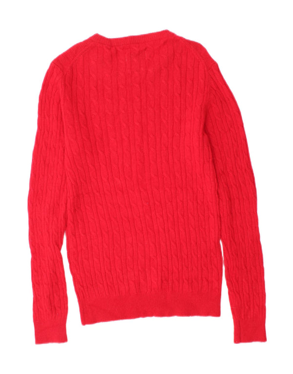 Maglione maglione con scollo a barca da donna Jack Wills UK 14 grande lana merino rossa