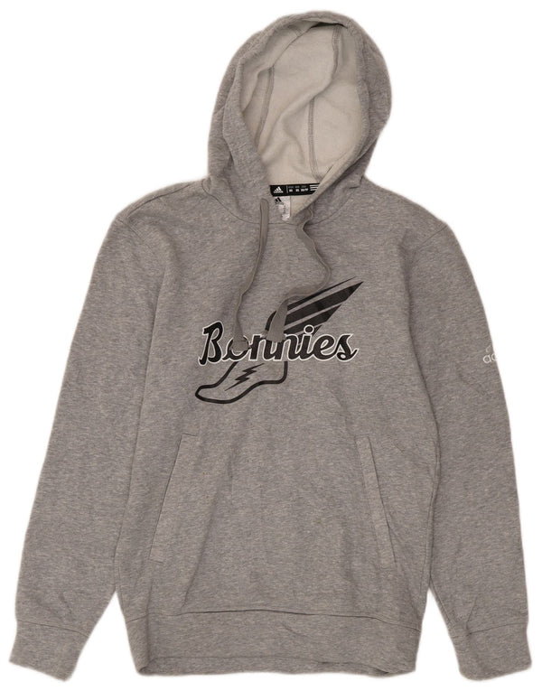 Felpa con cappuccio grafica da uomo Adidas XS in cotone chiazzato grigio