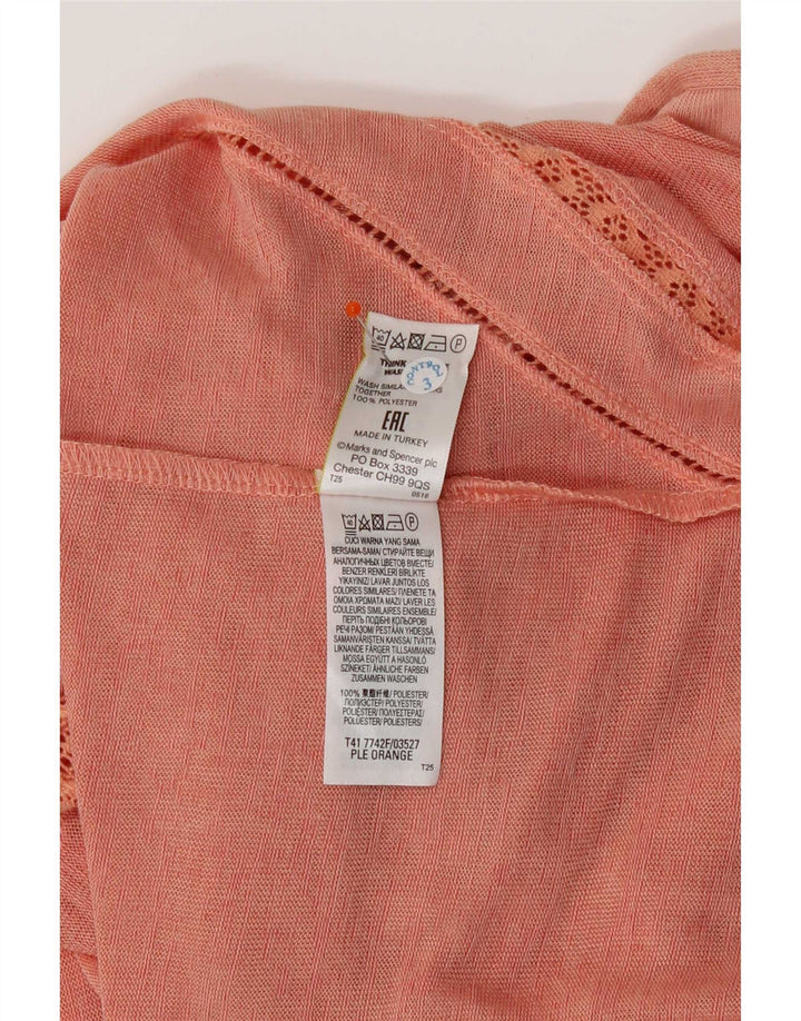 Marks & Spencer Top da donna manica 3/4 UK 12 Poliestere floreale arancione medio
